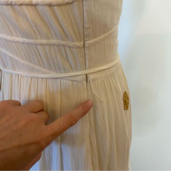 Anthropologie Floreat Varanasi Cream Maxi Dress Size 4 - Picture 13 of 14